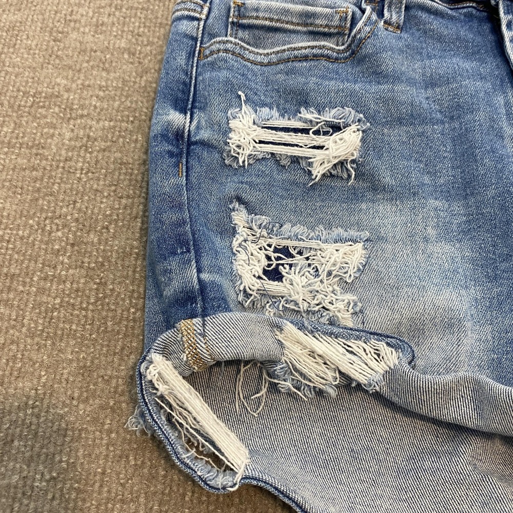 Vervet Cutoff Shorts Womens Medium Blue Distressed Denim Cuffed Stretch VT938 - Picture 2 of 10